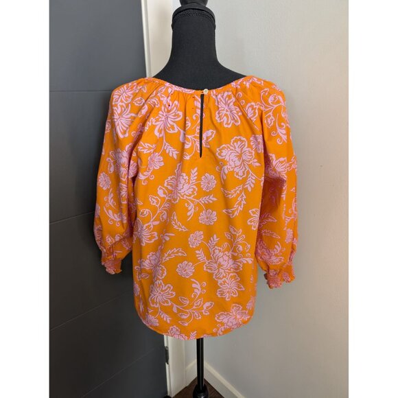 Xirena Scoop Keyhole Neck Blouse with Raglan Sleeves in Tropicana Orange -‎ XS - Picture 3 of 11